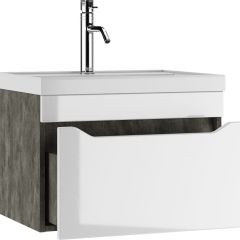 Тумба подвесная под умывальник "UNIT 60" Ева с одним ящиком В1 Бетон Айсберг (DA5905T) | фото 3