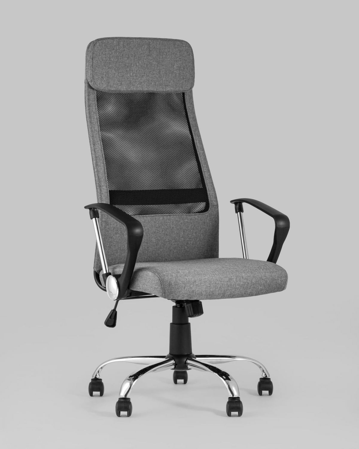 Компьютерное кресло TopChairs Bonus офисное серое в обивке из текстиля и сетки, механизм качания Top Gun | фото 2