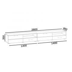 Тумба под ТВ Ларго 1,4 + Ларго 1,4, цвет корпус венге/фасады МДФ белый глянец, ШхГхВ 280х46х35 см., НЕ универсальная сборка | фото 9