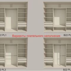 Шкаф-купе 2100 серии SOFT D5+D5+D5+B22+PL4 (по 2 ящика лев/прав+2штанги) профиль «Графит» | фото 4