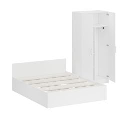 Кровать 1600 + Шкаф 2-х створчатый Стандарт, цвет белый, ШхГхВ 163,5х203,5х70 + 90х52х200 см., сп.м. 1600х2000 мм., без матраса, основание есть | фото 7