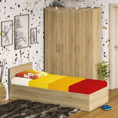 Спальня Стандарт 1-0900, цвет дуб сонома, ШхГхВ 93,5х203,5х70 + 135х52х200 см., сп.м. 900х2000 мм., без матраса, основание есть | фото 4